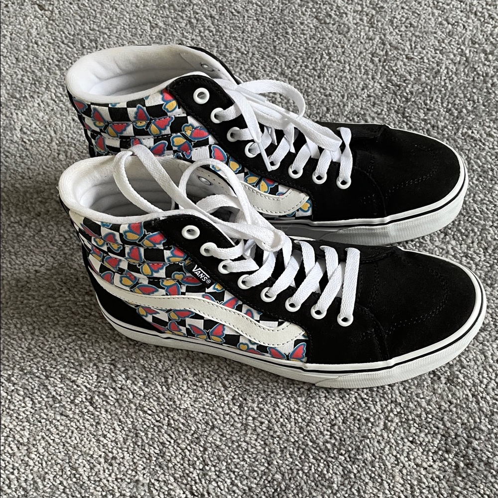 Vans Women’s High-Top Sneakers - Black and Colorful Pattern